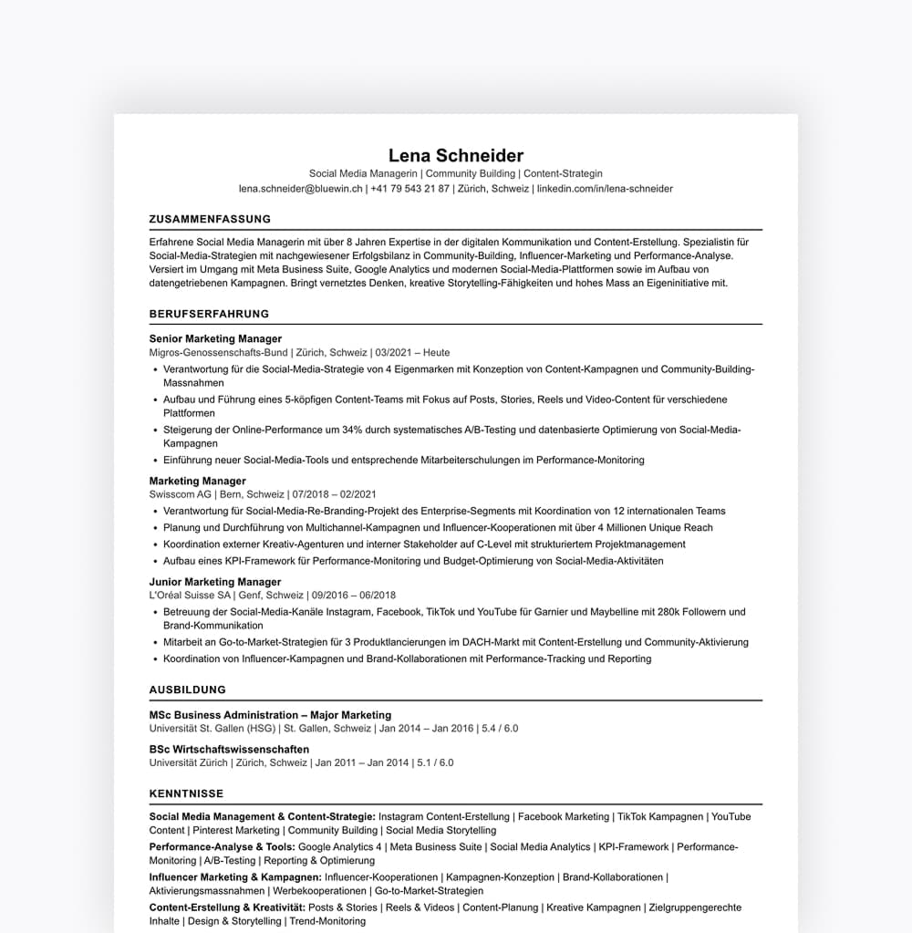 Layout-Vorschau Schlicht