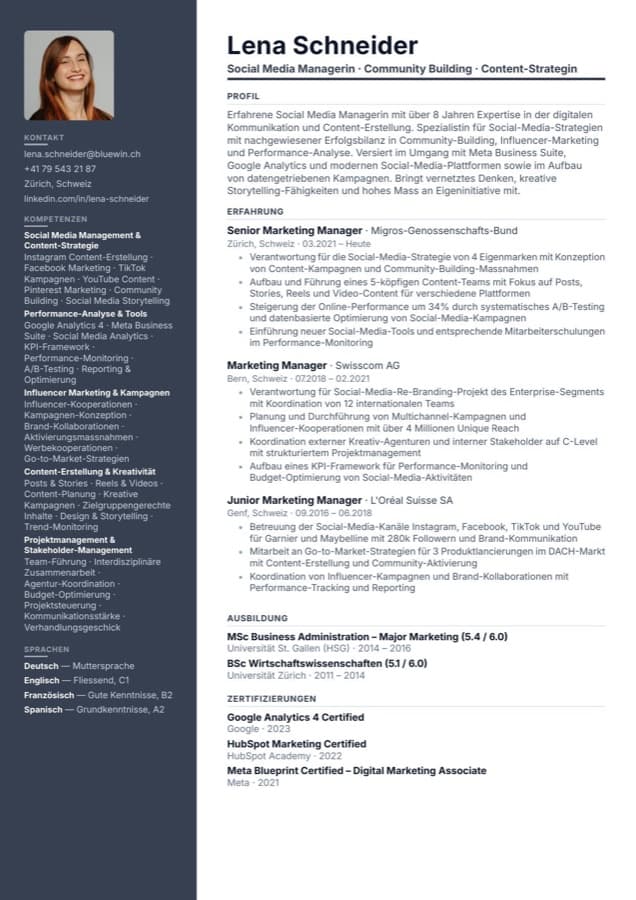 Lebenslauf-Layout Executive Pro