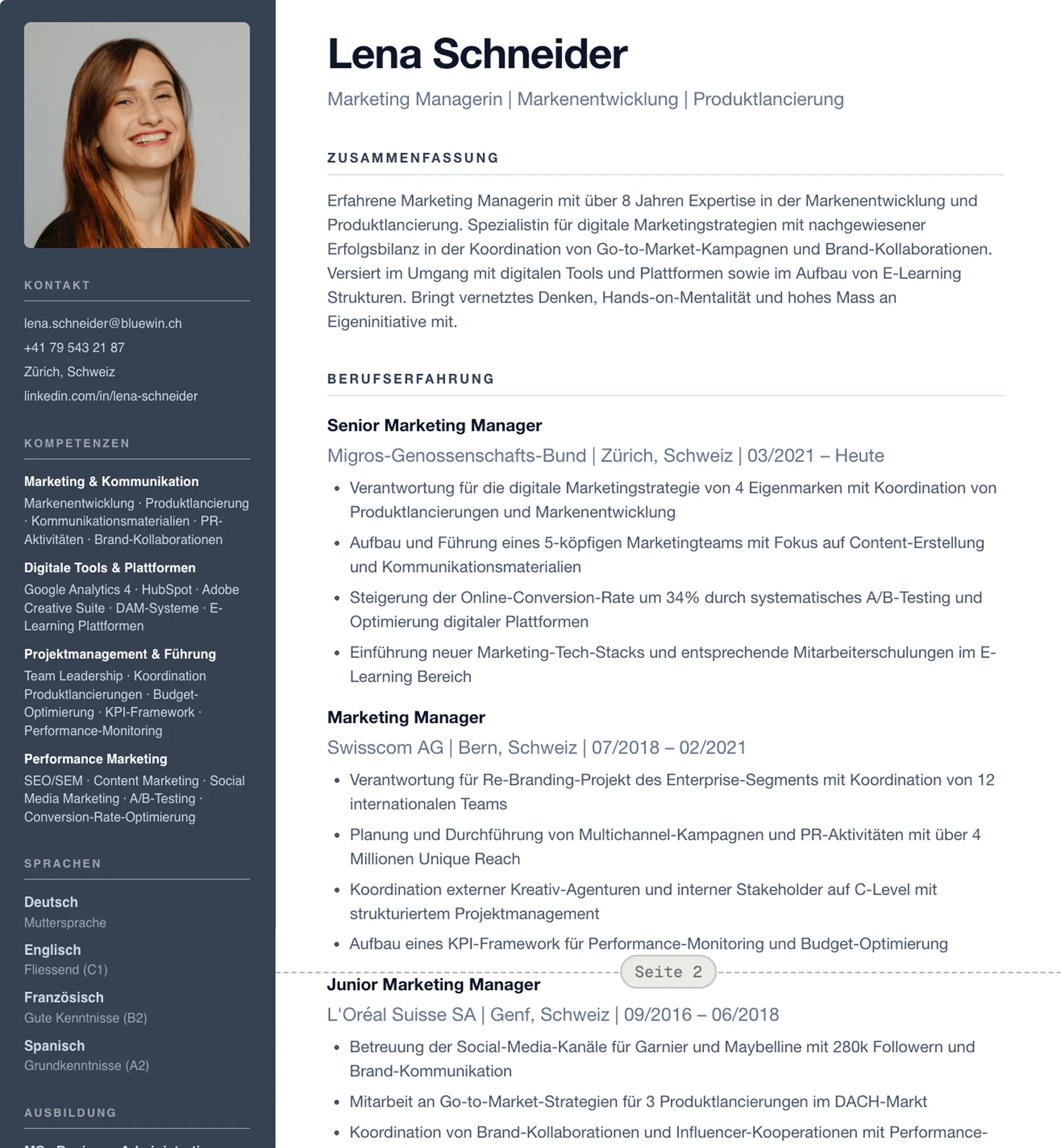 Lebenslauf und Anschreiben erhalten