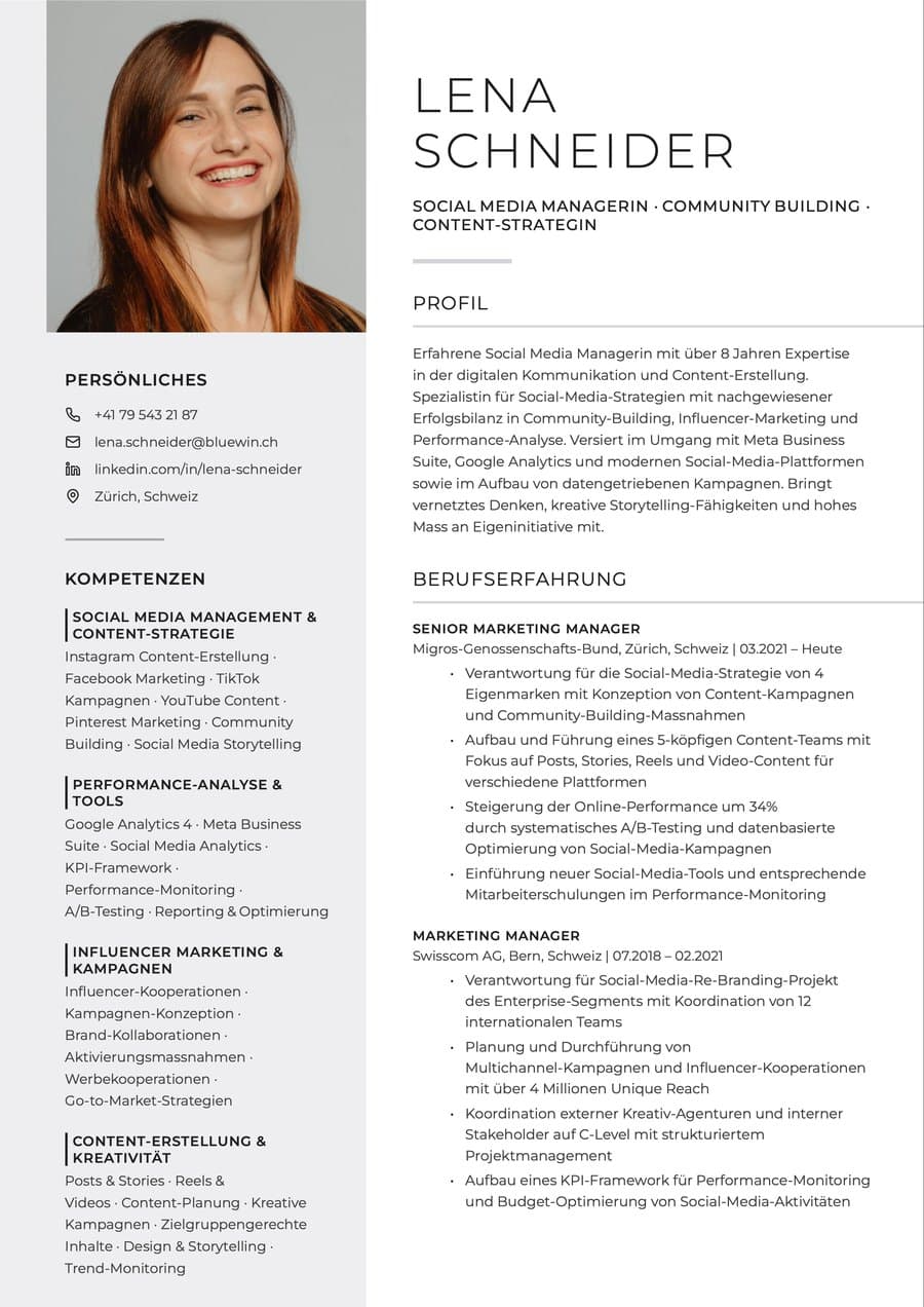 Lebenslauf von Lena Schneider, heruntergeladen aus Heyapply