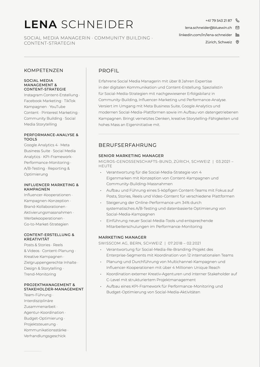 Lebenslauf von Lena Schneider, heruntergeladen aus Heyapply