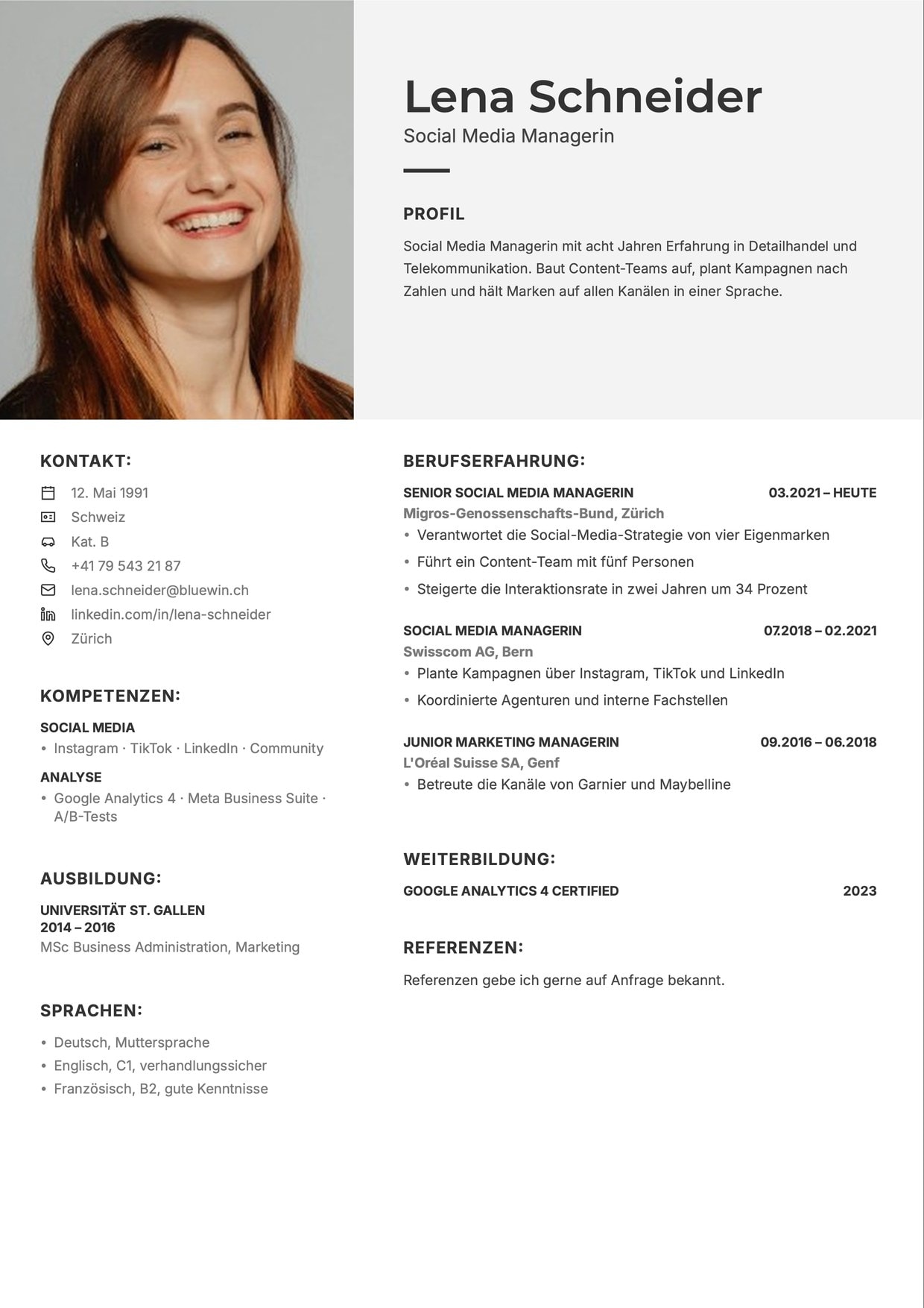 Lebenslauf-Layout Fotokopf