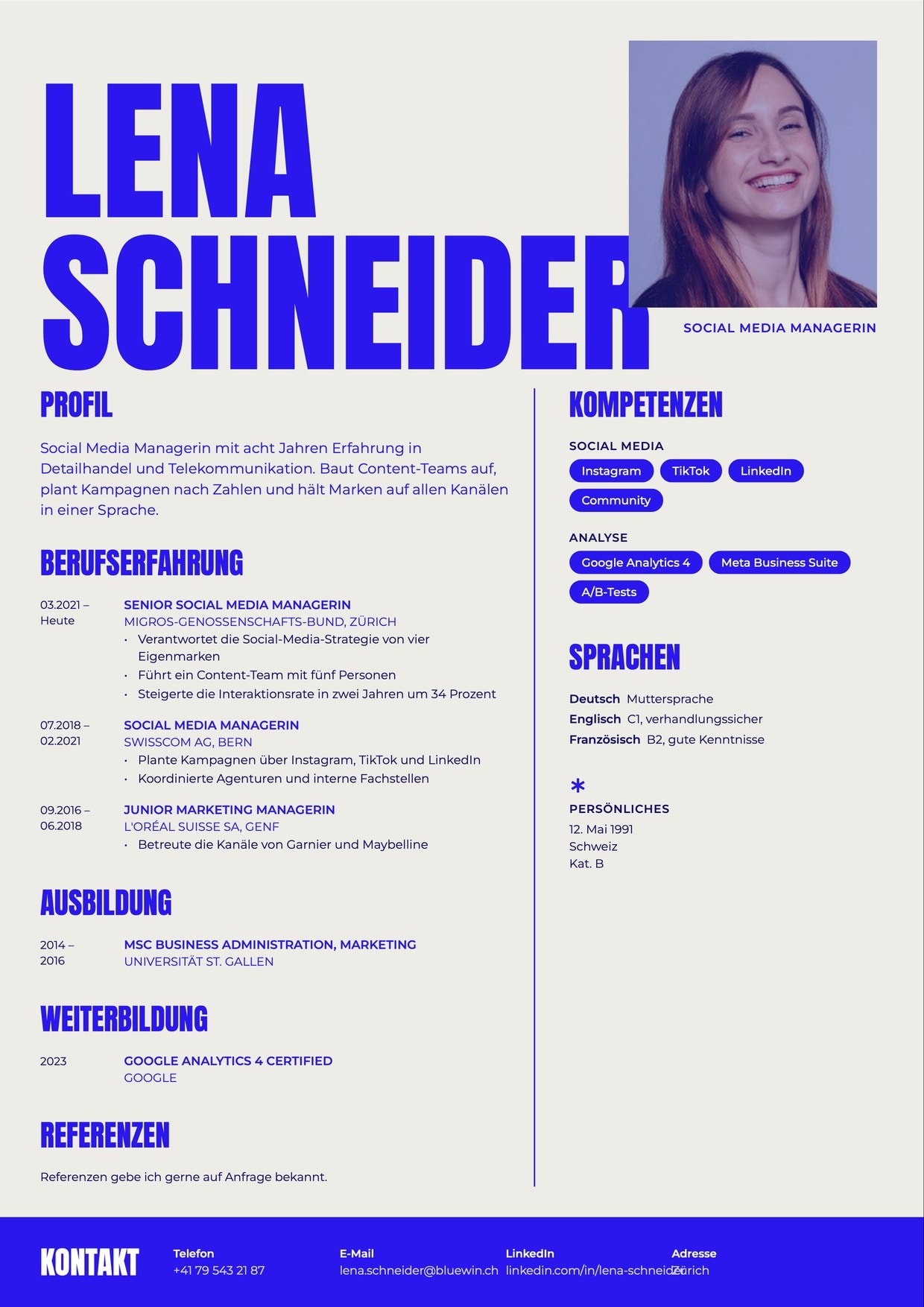 Lebenslauf-Layout Plakat